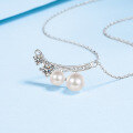 wholesale 925 Silver Necklace for Women, Tarnish-Free Moissanite Jewelry with High-End Freshwater Pearl Pendant, Wholesale Clavicle Chain-0-1