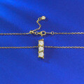wholesale S925 Silver Gold-Plated Three-Diamond Bar Pendant Necklace for Women, Designed for Cross-Border Hot Sales-0-3