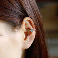 wholesale S925 silver-plated 14K gold + labradorite & white crystal French vintage-style minimalist ear cuff-0-2