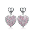 wholesale 925 Sterling Silver Jewelry Set with Pink Diamond Zirconia Ring, Heart Pendant Earrings, and 3D Heart Necklace for Women, High-End Feel-0-1
