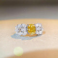 wholesale 925 Sterling Silver Feather Ring with 2 Carat 6X8 Radiant Cut Yellow Diamond and High Carbon Diamond for Women Wholesale-0-1