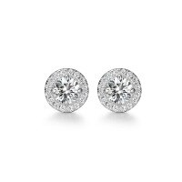wholesale S925 Sterling Silver Inlaid with Zircon Shining Round Stud Earrings Geometric Shape Gentle and Elegant Niche High-End Sense Ear Jewelry-Silver 925 silver