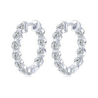 S925 Sterling Silver Moissanite Geometric Hoop Earrings for Women-Dazzling diamond earrings [White Gold] - Round  925 Silver