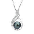 S925 Silver Tahitian Seawater Pearl Necklace with Moissanite-0-4