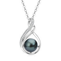 S925 Silver Tahitian Seawater Pearl Necklace with Moissanite-Tahitian black pearl necklace  925 silver