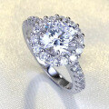 wholesale S925 Silver New Simulation Diamond Ring 8mm Round White Diamond Fashion Minimalist Women's-0-1