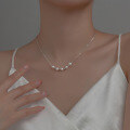 wholesale S925 Sterling Silver Simple and Fashionable Synthetic Pearl Luster Bead Women's Elegant Collarbone Chain Trendy Necklace D9401-0-3