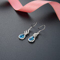 wholesale S925 Sterling Silver Blue Crystal Earrings, Pure Silver Earrings, Small Batch Design, High-End, Unique Style, Zircon Long Drop Earrings-0-1