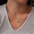 S925 Silver Pendant with 05ct Moissanite Necklace, Classic Round Snowflake Design for Women, Drop Shipping-0-1