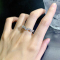 wholesale 925 silver new pear-shaped teardrop 3*5 row ring ins minimalist style stackable row diamond ring band-0-3