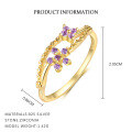 wholesale S925 Sterling Silver Adjustable Floral Ring With Colorful Zirconia, Elegant Nature-inspired Design-0-6