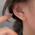 wholesale Sterling Silver S999 Minimalist Small Flower Stud Earrings for Women, Petite and Simple Fresh Style Exquisite Earrings for Pierced Ears Korean Version-0-1
