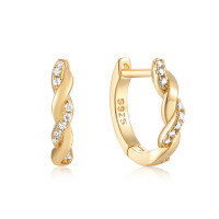 wholesale S925 Sterling Silver Cross Hoop Earrings With Moissanite,ins。-Gold 925 silver