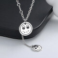 wholesale S925 Sterling Silver Joined Double Circle Pendant Luck Smiley Pattern Necklace Forest Style Sweet Minimalist Niche Accessory-0-3