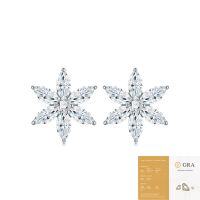 925 Sterling Silver Moissanite Floral Stud Earrings-14 moissanite stones/pair (with GRA certificate)  925 silver