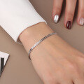 wholesale S925 Sterling Silver Tank Four-Sided Bracelet for Women, Small Niche Design Flash Plain Chain Stackable Wide Cuff Luxury Best Friend Jewelry-0-1