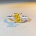 wholesale S925 Sterling Silver High Carbon Diamond Ring, Radiant Cut Yellow Diamond Ring for Women, Cross-Border Live Streaming Best-Seller, Dropshipping Available-0-3