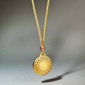 wholesale Metal Material: Vintage Gold-Plated New Chinese-style ancient method sand gold "Fu" pendant,, from an old gold shop, with an adjustable cord sweater chain necklace-0-1