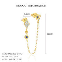wholesale S925 Sterling Silver Cross-border European And American Star And Moon Fashion Earrings For Women, Versatile And Trendy With Zircon-E5102-Gold/Single 925 Silver