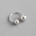wholesale S925 Sterling Silver JA350 Korean Style Elegant Silver Knuckle Ring Fashion Geometric Bead Sphere Open Adjustable Ring for Women-0-0