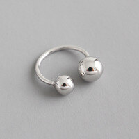 wholesale S925 Sterling Silver JA350 Korean Style Elegant Silver Knuckle Ring Fashion Geometric Bead Sphere Open Adjustable Ring for Women-Platinum [No. 5/Adjustable] Opening adjustable