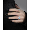 wholesale S925 Sterling Silver 809 Original Niche Design Minimalist Irregular Snake-Textured Blue Drip Glaze Open Adjustable Ring for Women-0-3