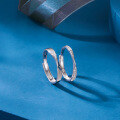 wholesale 999 pure silver couple rings for women, small and unique design with a high-end feel, adjustable solid silver plain band rings for men, a pair of rings to gift your girlfriend-0-0