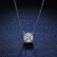 Sterling Silver 1-Carat Moissanite Pendant Necklace for Women-1 carat (set with zircon)  925 silver