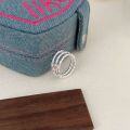 wholesale S925 Sterling Silver Multi-Layer Engraved Twisted Ring for Women, Minimalist and Light Luxury with a High-End Feel, Adjustable Open Band Trendy-0-5