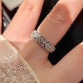 wholesale S925 Sterling Silver Lace Diamond Grid Filigree Row Ring, Small and Chic, Fashionable, High-End, Luxurious, Exquisite, Versatile, and Minimalist for Women-0-2