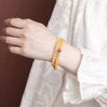 wholesale Metal material first: Natural beeswax double-strand bracelet for women layered wear with Nanhong multicolored bracelet and chicken oil yellow beeswax bracelet factory wholesale-0-3