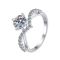 wholesale Wholesale S925 Sterling Silver D Color Moissanite High-End Fashion Princess Crown Heart Ring-1 carat (zircon) ring  size 8