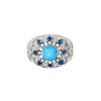 wholesale 925 Silver Gold-Plated Ring with High-Carbon Diamond, Blue Turquoise, Art Deco Style, Unique and Versatile Jewelry for Elegant Women-Blue Pine Ring  130 catties or less US size 8 (HK size 16-17 EU size 57) Ring length approximately 57mm