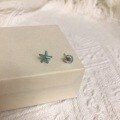 wholesale Sterling Silver Blue Starfish Shell Earrings for Women, Summer Fresh Sweet Asymmetrical Ocean Vacation Style Earrings-0-1
