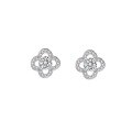 wholesale S925 Sterling Silver Maker's Hit Four-Leaf Clover Stud Earrings for Women, Hollow-Out Design, Minimalist and Niche Luxury Valentine's Day Gift-0-4
