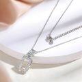 wholesale S925 Sterling Silver Square Zirconia Necklace for Women, Designed with a Sense of European and American Fashion Pendant Wholesale-0-1
