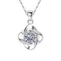 Sterling Silver 1ct Moissanite Four-Leaf Clover Necklace Pendant-0-3