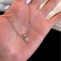 wholesale S925 Sterling Silver Knot Smile Sugar Pendant Necklace, Small Design Sweet Fairy Square Diamond Open Smile Collarbone Chain-0-0