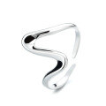 wholesale S925 Sterling Silver Ins Style Minimalist Wave Line Irregular Geometric Niche Design Open Adjustable Ring-0-4