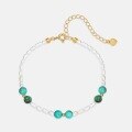 wholesale S925 Sterling Silver Fashionable Popular Small Pearl Bracelet with Natural Turquoise for Women, Luxurious High-End Sense Accessory-0-3