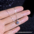 S925 Sterling Silver 1ct Moissanite Clavicle Necklace, Korean Style Minimalist Eight-Claw Wholesale-0-1