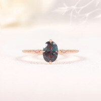 wholesale S925 Silver Cross-Border Europe and US New Product Chrysoberyl Ring Minimalist Synthetic Alexandrite Gemstone Ring for Women-Synthetic Alexandrite Ring  US 10