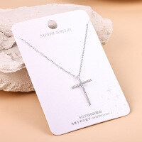 S925 Silver Minimalist Cross Pendant Necklace Wholesale Women's Trendy-s925 sterling silver + YX-9110B  925 silver