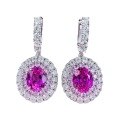 wholesale S925 Sterling Silver 8*10 Oval Rubellite Earrings for Women Fashion Colored Gemstone Earrings Wholesale-0-4