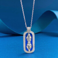 wholesale 925 Silver New Jewelry Live Broadcast: Ancient Technique Diamond-Studded Cross Vajra Dorje Pendant Necklace-Silver Cross Pestle with Chain>925 Silver