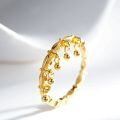 24K Gold Plated S925 Sterling Silver Diamond Grid Stackable Bell Ring-0-2