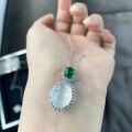 wholesale S925 Sterling Silver New Chinese Style Necklace for Women with Buddha, Gourd, Ruyi, Chalcedony, Water Foam Jade Cabochon, Imperial Green Agate Pendant-0-8
