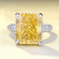 wholesale S925 silver Zhuo Zhifan new imported high-carbon diamond ring 10*12 ring for women fashion Europe and America bestseller-R738 Yellow Diamond 8