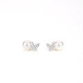 wholesale S925 Sterling Silver Unique Design Pearl Stud Earrings for Women, Minimalist Style Butterfly with Natural Freshwater Pearl, Luxury Butterfly Earrings-0-4