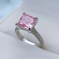 wholesale 925 Sterling Silver Fashion Crystal Jewelry European and American Geometric Diamond-Cut Pink Zircon Ring-0-2
